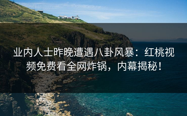 业内人士昨晚遭遇八卦风暴：红桃视频免费看全网炸锅，内幕揭秘！