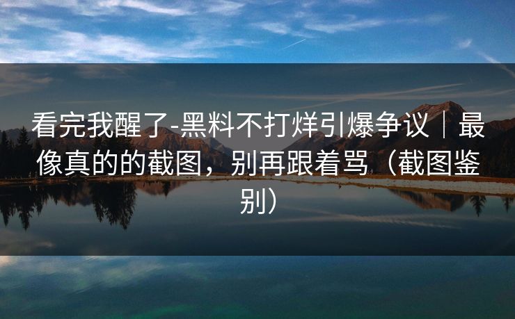 看完我醒了-黑料不打烊引爆争议｜最像真的的截图，别再跟着骂（截图鉴别）