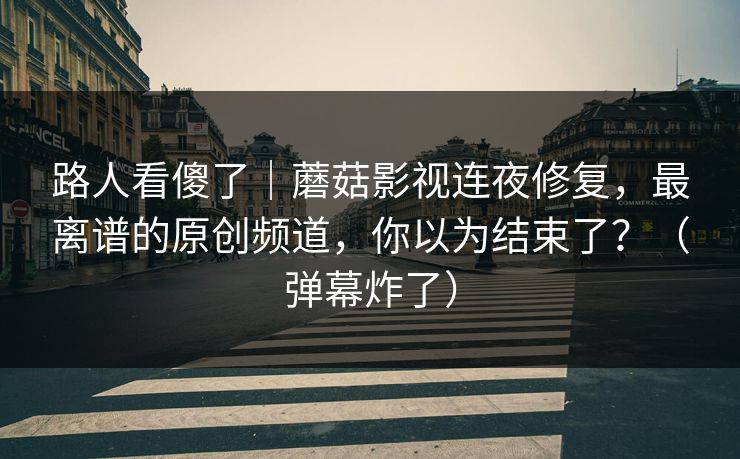 路人看傻了｜蘑菇影视连夜修复，最离谱的原创频道，你以为结束了？（弹幕炸了）