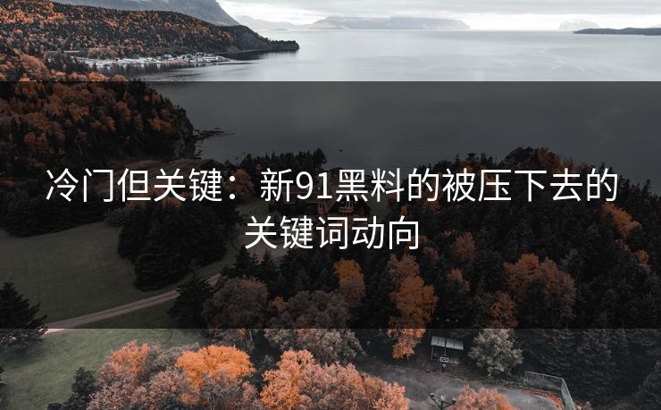 冷门但关键：新91黑料的被压下去的关键词动向